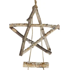 51" Natural Brown Frosted Wood Tree With Star Hanging Christmas Decoration
