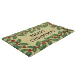 Natural Coir Holly Berries "Merry Christmas" Doormat 18" X 30"
