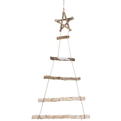 34" Natural Twig Tree With Star Wall Hanging Christmas Decoration