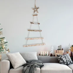 34" Natural Twig Tree With Star Wall Hanging Christmas Decoration