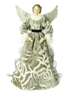 19" Olive Green Glittered Angel Christmas Tree Topper