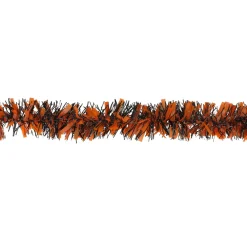 50' Orange And Black Halloween Tinsel Garland - Unlit