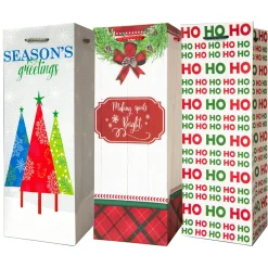 Pack Of 6 Assorted Christmas Wine Gift Bags With Handle