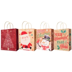 Pack Of 12 Assorted Medium Christmas Gift Bags With Handle