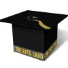 Pack Of 6 Black And Gold Graduation Cap "Congrats Grad" Party Gift Card Boxes 8.5"