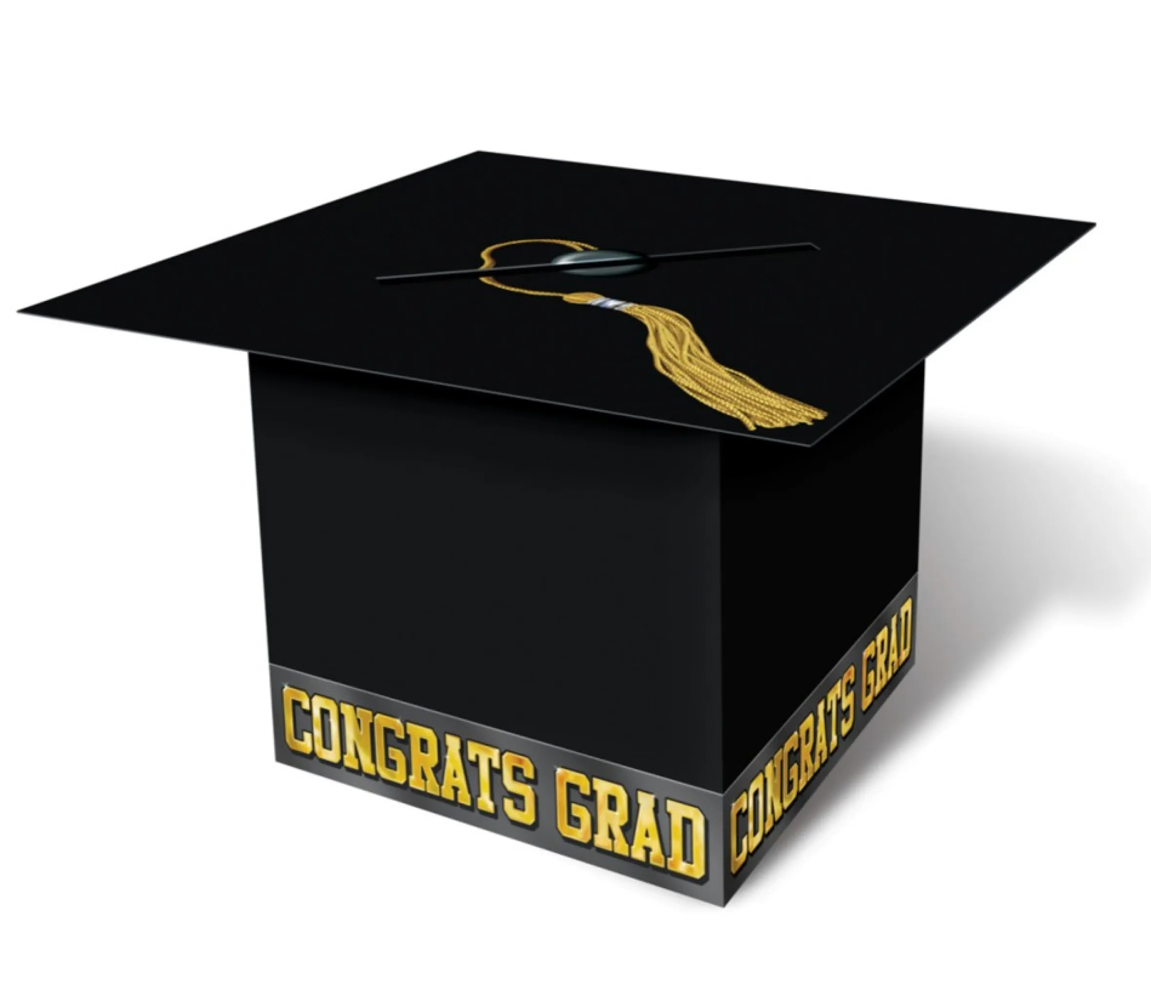 Pack Of 6 Black And Gold Graduation Cap "Congrats Grad" Party Gift Card Boxes 8.5"