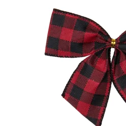 Pack Of 6 Buffalo Plaid And Burlap 2 Loop Christmas Bow Decorations 5.5