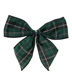 Pack Of 6 Green And Black 2 Loop Christmas Bow Decorations 5.5