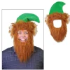 Pack Of 12 Green Hats With Fuzzy Beard Christmas Elf Costume Accessories