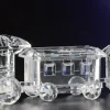Pack Of 2 Icy Crystal Decorative Christmas Candy Jar Trains 3.5"
