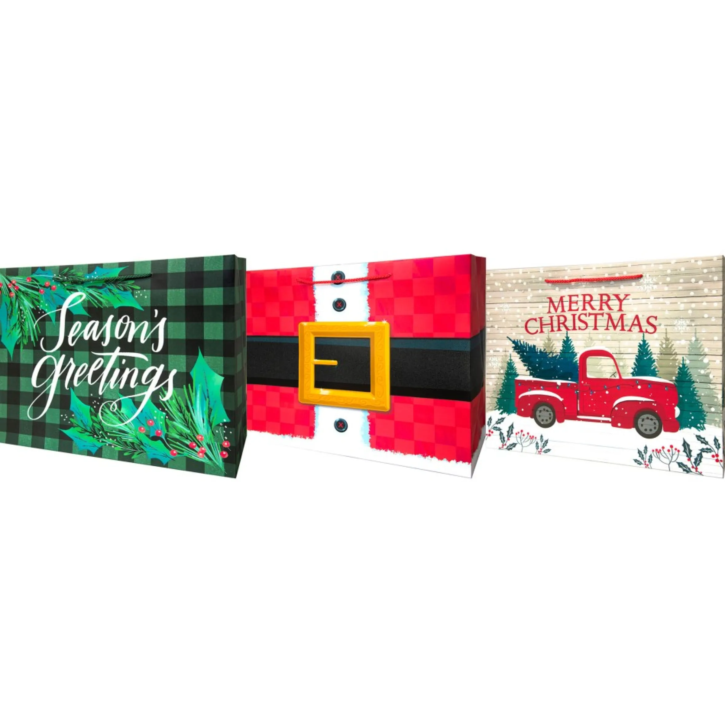 Pack Of 3 Large Assorted Christmas Gift Bags With Rope Handle