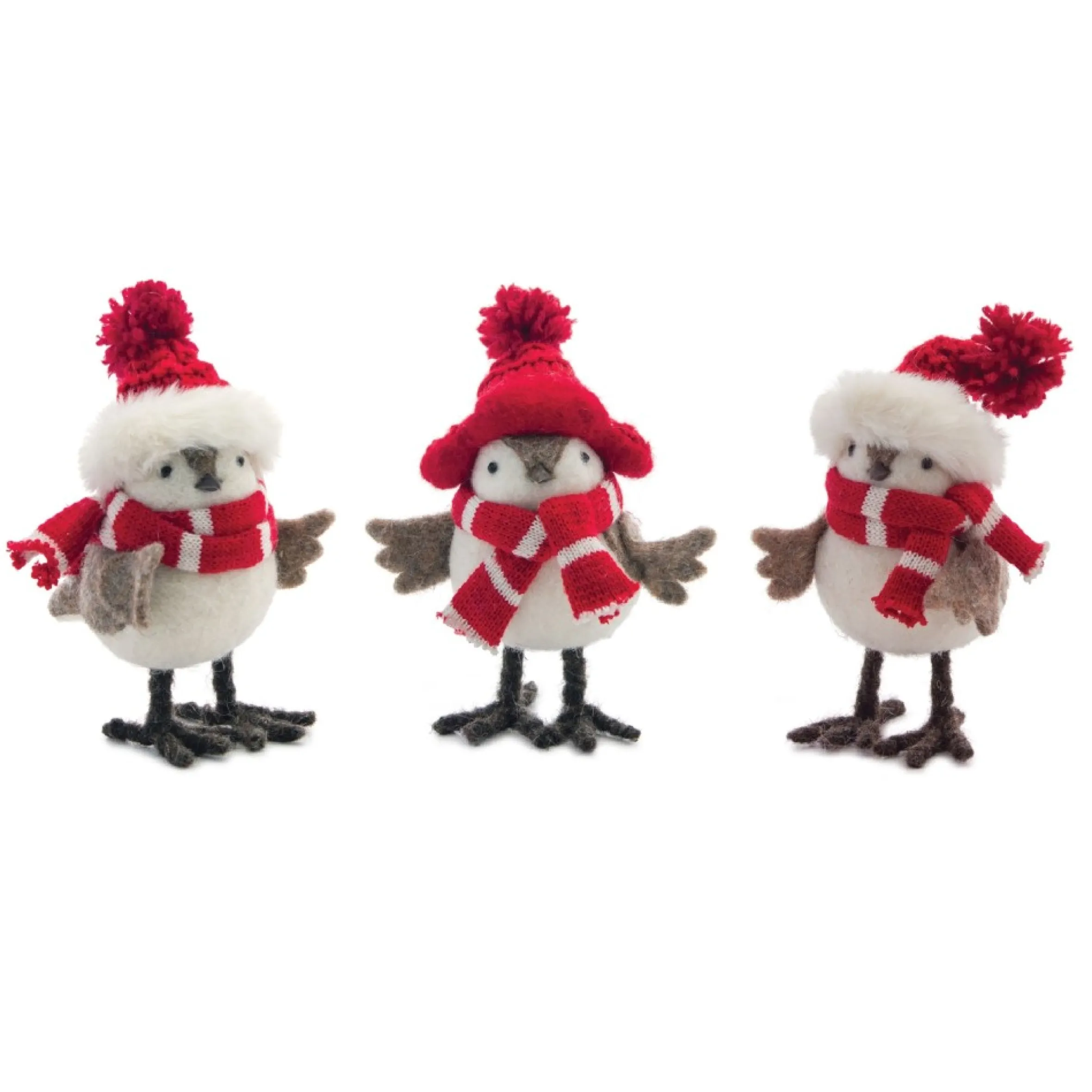 Pack Of 12 Red And White Winter Bird Decoration 6"