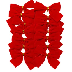 Pack Of 14 Red Mini Velveteen Christmas Bow Decorations 3