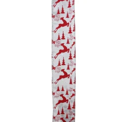 Pack Of 12 Silver And Red Flying Reindeer Christmas Wired Craft Ribbon Spools - 2.5" X 120 Yards