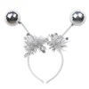 Pack Of 12 Silver Tinsel And Mirrored Ball Ornaments Christmas Bopper Headbands