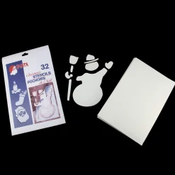 Pack Of 32 White Santa Claus Christmas Art Stencils