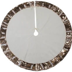 48" Pale Blue Round Christmas Tree Skirt With Champagne Sequin Border