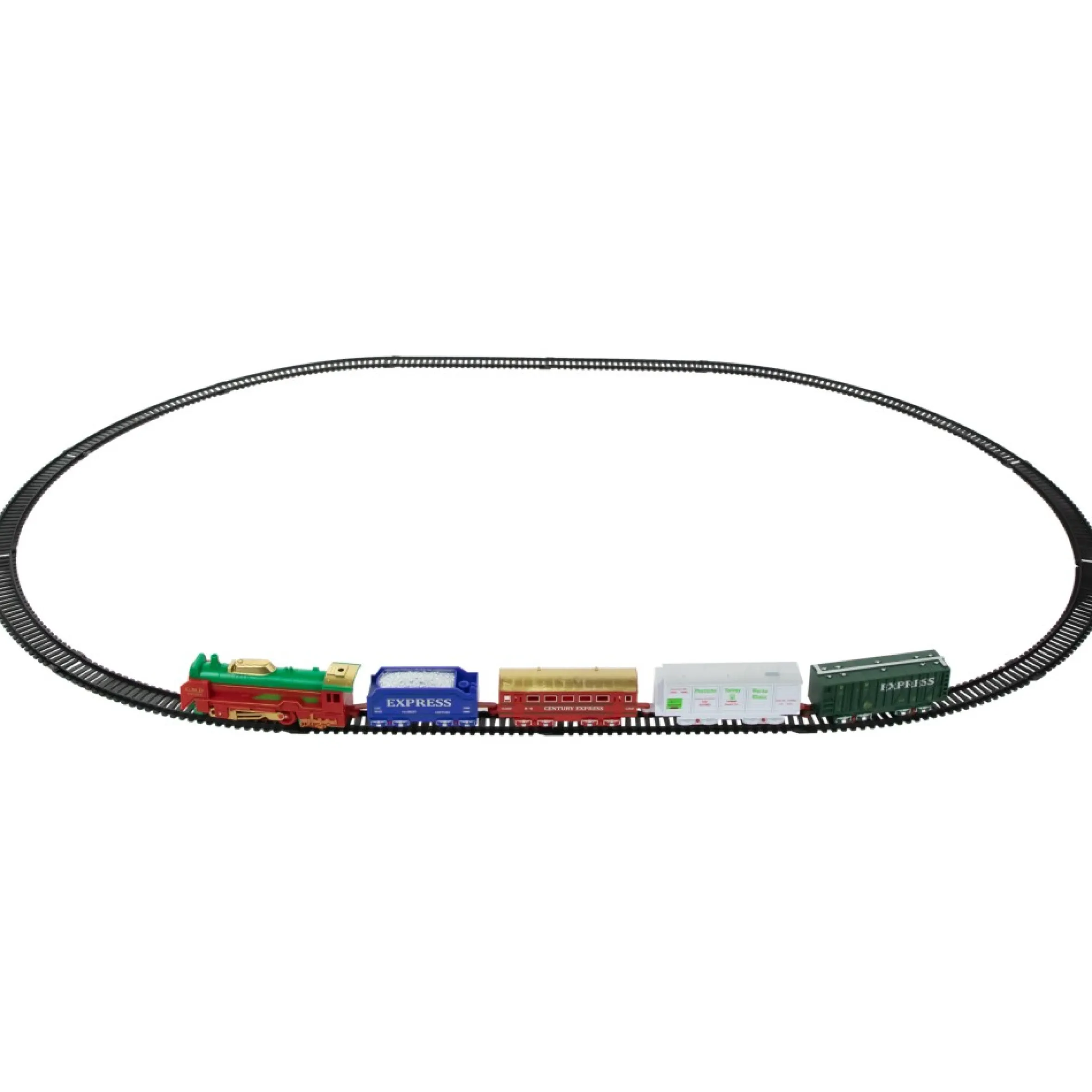 21 Pc Green And Red Battery Operated Lighted And Animated Classic Train Set