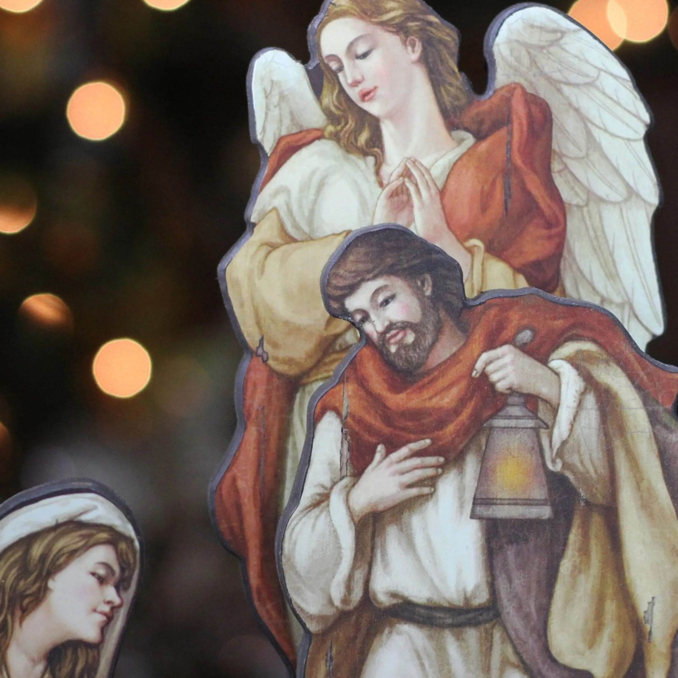 8Pc Orange And Brown Nativity Die Cut Figures With Base Christmas Decoration 24"