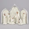 9Pc Silver Dotted Triptych Nativity Figurine Set 11.5"