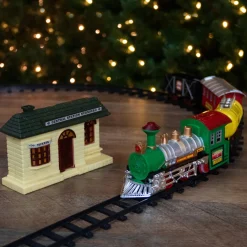 18-Piece Black And Green Battery Operated Animated Classic Model Train Set