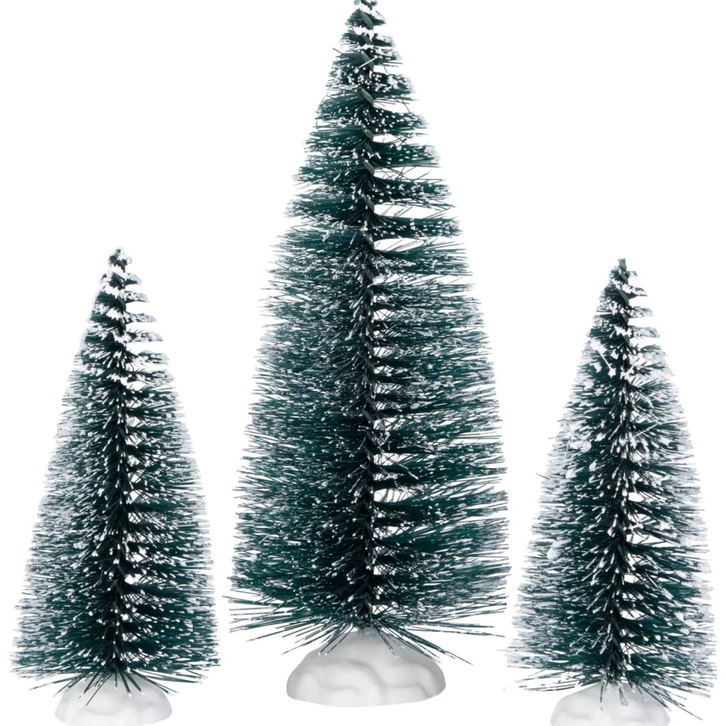 9-Piece Bottle Brush Pine Christmas Village Trees