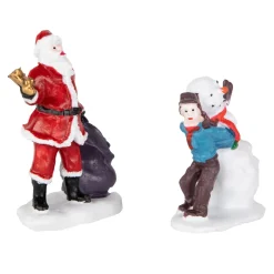 7-Piece Christmas Village Figurine And Tree Display Set