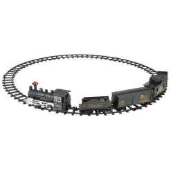 15-Piece Pre-Lit Gray Battery Operated And Animated Classic Train Set With Sound 8.75"