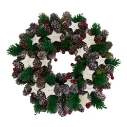 Pine Cone And Berries With Stars Artificial Christmas Wreath, 10-Inch, Unlit