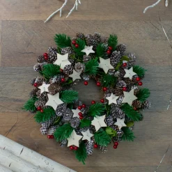 Pine Cone And Berries With Stars Artificial Christmas Wreath, 10-Inch, Unlit