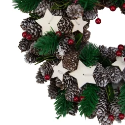 Pine Cone And Berries With Stars Artificial Christmas Wreath, 10-Inch, Unlit