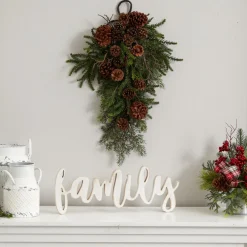 26" Pinecone Artificial Christmas Teardrop Swag, Unlit