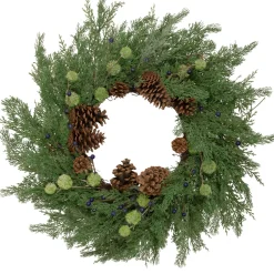 Pinecones And Blueberries Artificial Christmas Wreath, 28-Inch, Unlit