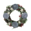 12" Pine Cones, Berries With Stars Christmas Votive Candle Holder