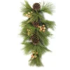 30" Pine Needles With Pinecones And Golden Antlers Artificial Christmas Teardrop Swag - Unlit