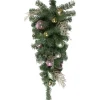 30" Pink And Gold Frosted Artificial Christmas Teardrop Swag - Unlit