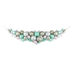 28" Pink And Seafoam Green Shatterproof Glittered Ball Artificial Christmas Swag - Unlit