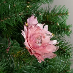 20.75" Pink Feather Peony Artificial Christmas Floral Pick