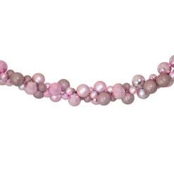6' Pink 3-Finish Shatterproof Ball Christmas Garland