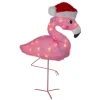 24" Pink Flamingo In Santa Hat Outdoor Christmas Decoration