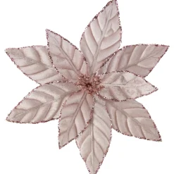 10" Pink Glittered Poinsettia Christmas Floral Clip