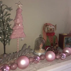 6' Pink Shatterproof Ball 3-Finish Christmas Garland