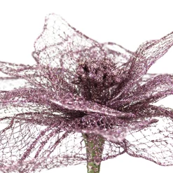 23" Plum Purple Glittered Poinsettia Artificial Christmas Spray