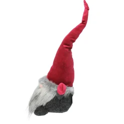 15.75" Plush Red And Gray Velvet Santa Gnome Christmas Table Top Decoration