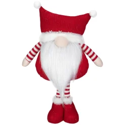 18.5" Plush Red And White Standing Tabletop Gnome Christmas Decoration