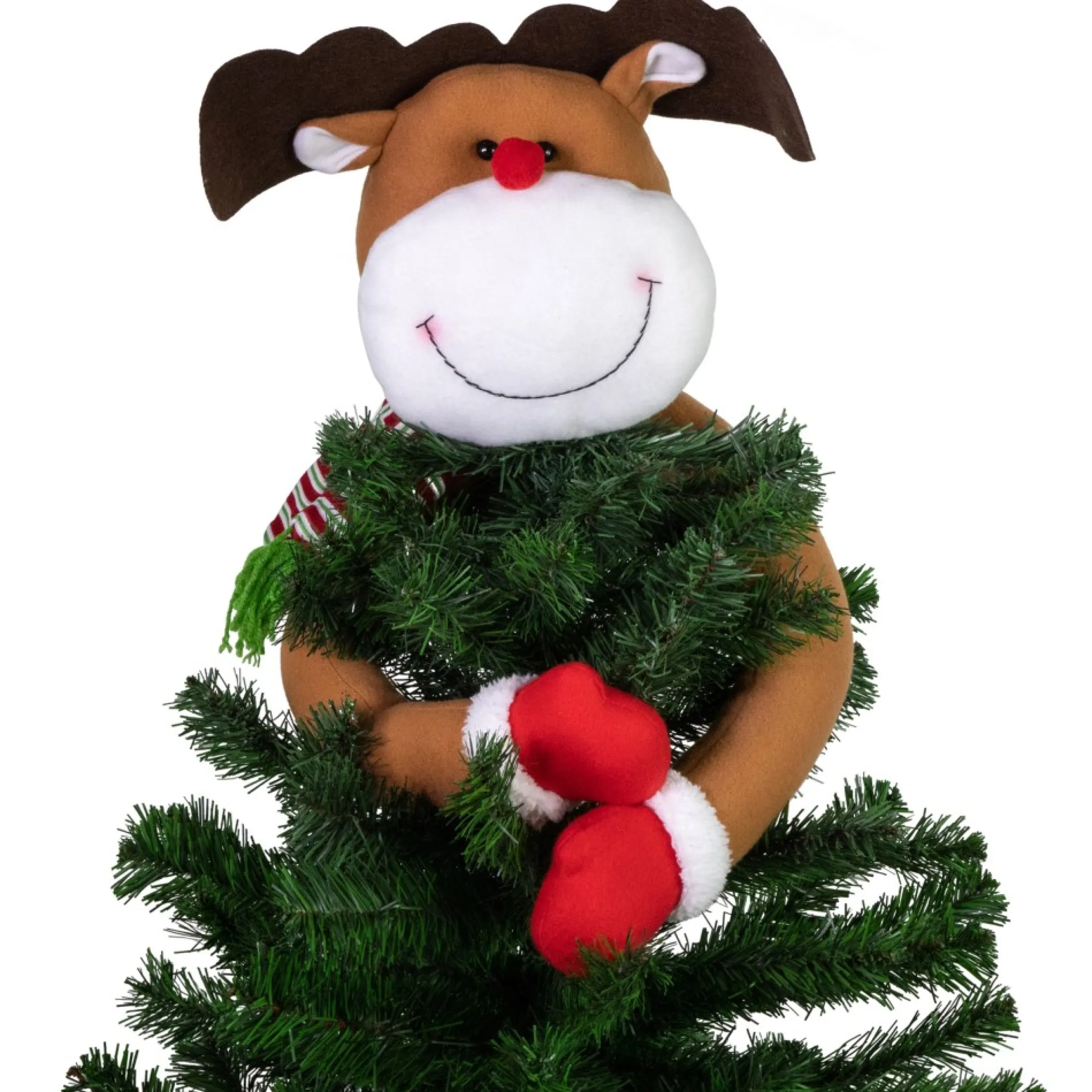 26" Plush Reindeer Christmas Tree Topper, Unlit
