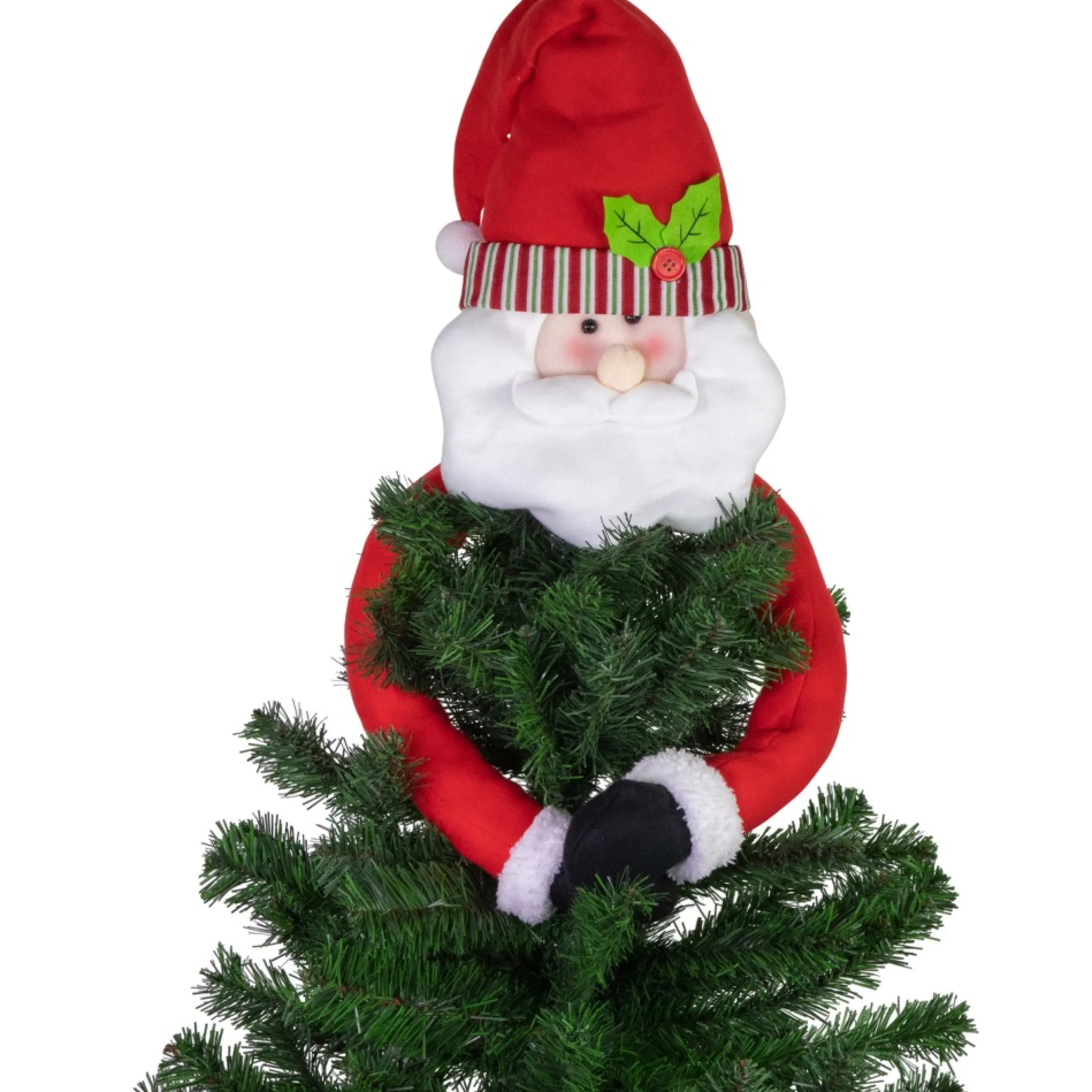27" Plush Santa Claus Christmas Tree Topper, Unlit