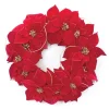 Poinsettia Flower Artificial Christmas Wreath, 20.5-Inch, Unlit