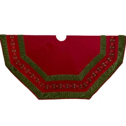 72" Poinsettia Gathered Border Christmas Tree Skirt