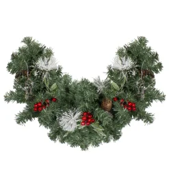 26" Pre-Decorated Frosted Pinecone And Berry Artificial Christmas Swag, Unlit